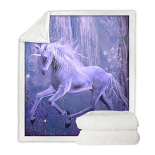 Load image into Gallery viewer, Purple Unicorn Sherpa Blanket