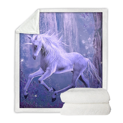 Purple Unicorn Sherpa Blanket