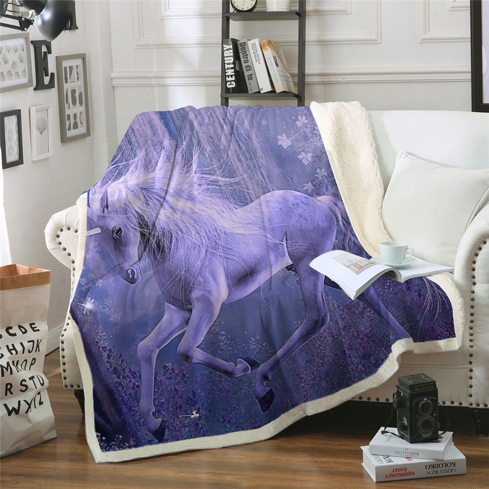 Purple Unicorn Sherpa Blanket