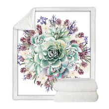 Load image into Gallery viewer, Green Succulents 3D Sherpa Fleece Bedding Velvet Plush Flower