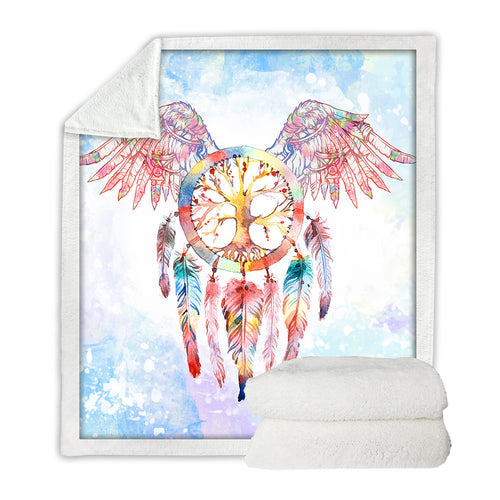 Dreamcatcher Angel Wings Bohemian Sherpa Fleece