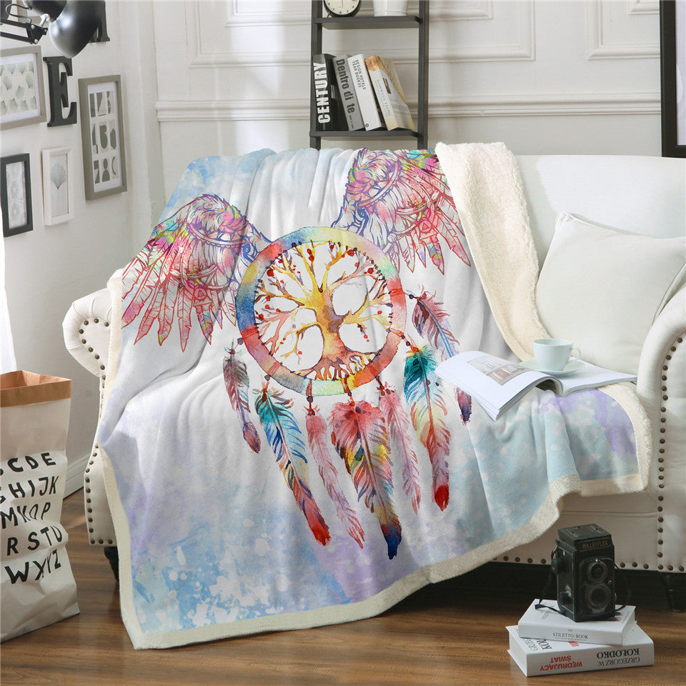 Dreamcatcher Angel Wings Bohemian Sherpa Fleece