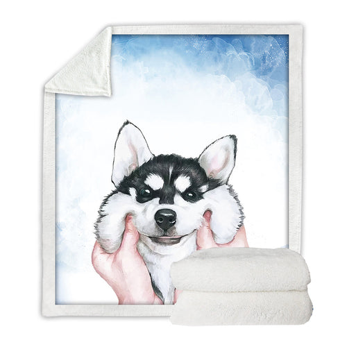 Husky Puppy Sherpa Blanket