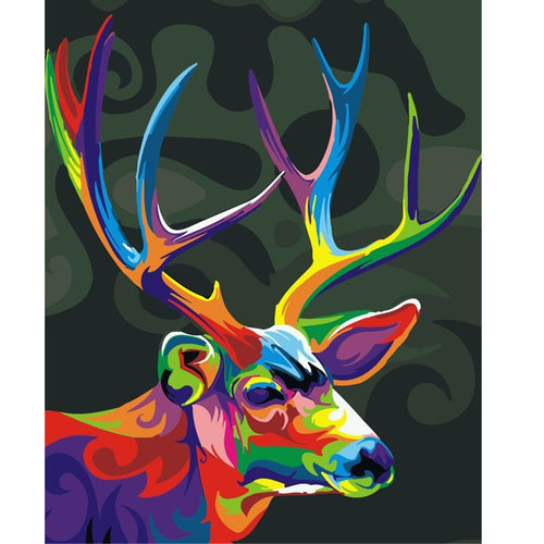 DIY Paint By Number Kit Acrylic Oil Painting On Canvas Colorful Deer Home Decor