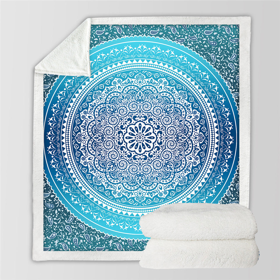 Paisley Mandala Sherpa Fleece Velvet Plush Blanket