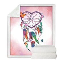 Load image into Gallery viewer, Dreamcatcher Heart Shape Boho Sherpa Fleece Blanket