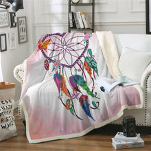 Load image into Gallery viewer, Dreamcatcher Heart Shape Boho Sherpa Fleece Blanket