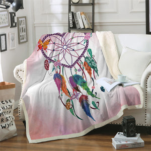 Dreamcatcher Heart Shape Boho Sherpa Fleece Blanket