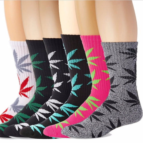 Cotton Marijuana Leaf long Crew Sock