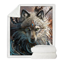 Load image into Gallery viewer, Wolf Warrior by SunimaArt Sherpa Fleece Plush Bedclothes