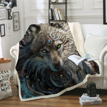 Load image into Gallery viewer, Wolf Warrior by SunimaArt Sherpa Fleece Plush Bedclothes