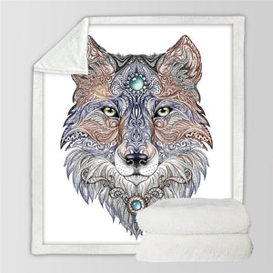 Head Wolf Wild Beast Plush Throw Blanket