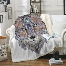 Load image into Gallery viewer, Head Wolf Wild Beast Plush Throw Blanket