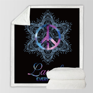 Peace Lotus Romantic Sherpa Plaid Bedspread
