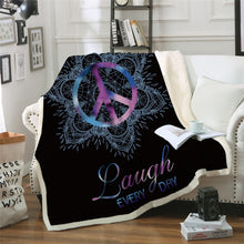 Load image into Gallery viewer, Peace Lotus Romantic Sherpa Plaid Bedspread