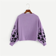 Load image into Gallery viewer, Ginger Preppy Elegant Floral Embroidered Women Pullovers Sweatshirts