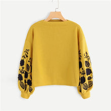 Load image into Gallery viewer, Ginger Preppy Elegant Floral Embroidered Women Pullovers Sweatshirts