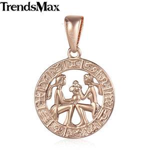 12 Zodiac Constellations Pendants For Women/Men Rose Gold