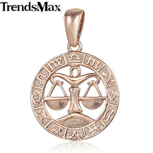 12 Zodiac Constellations Pendants For Women/Men Rose Gold