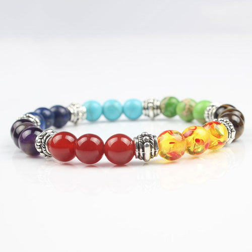 7 Chakra Mixed Stone Healing Chakra Pray Mala Bracelet Lava Rock DIY Beads Jewelry