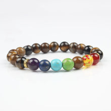 Load image into Gallery viewer, 7 Chakra Mixed Stone Healing Chakra Pray Mala Bracelet Lava Rock DIY Beads Jewelry