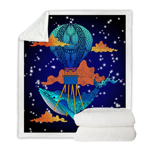 Blue Whale Sherpa Plaid Blanket