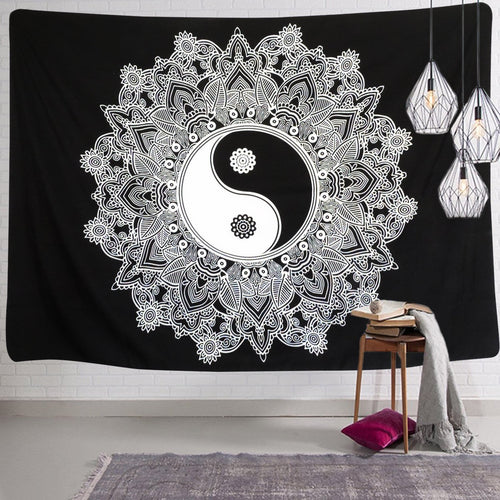 Black And White Yin-Yang Wall Tapestry