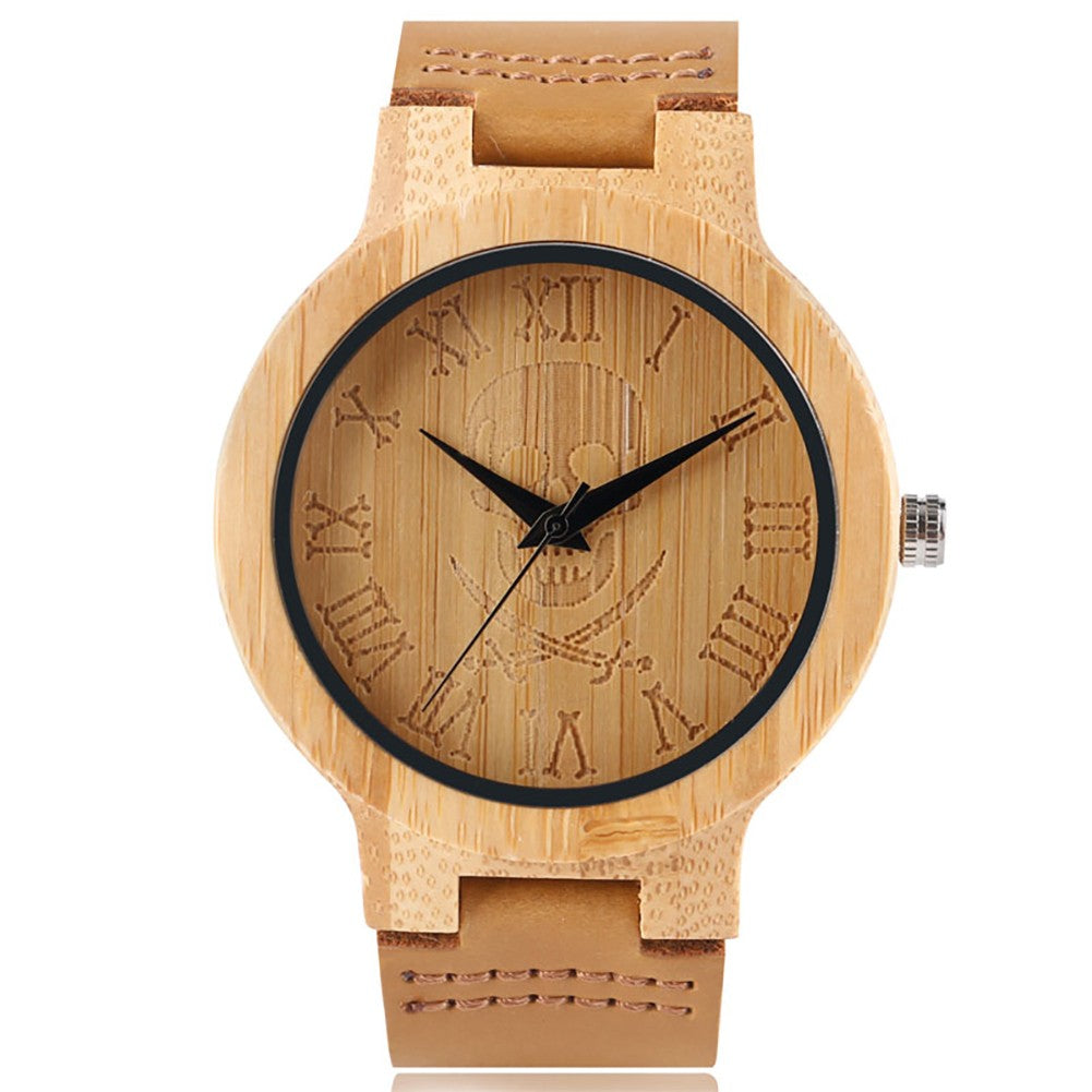 Nature Carving Bamboo Wristwatch
