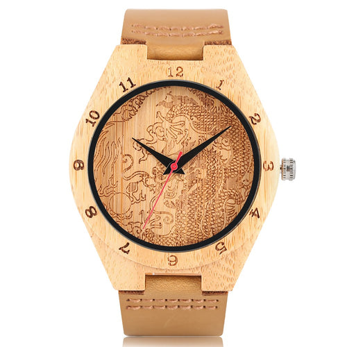 Hand-made Bamboo Men's Quartz Wristwatch