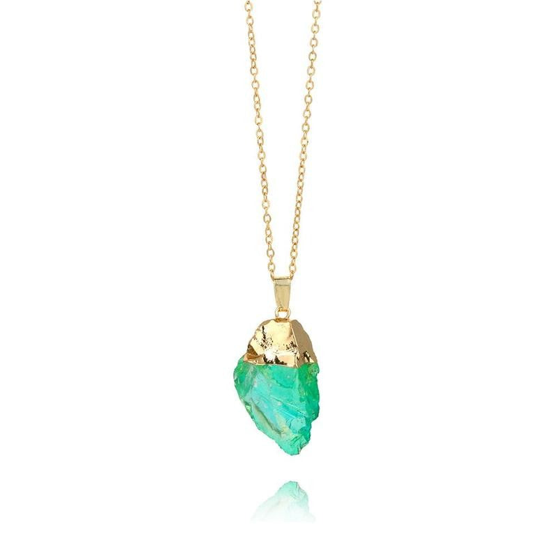 Natural Stone Pendant Necklace Multicolor Natural Original Stone Necklace Crystal Pendant Necklace