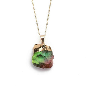 Natural Stone Pendant Necklace Multicolor Natural Original Stone Necklace Crystal Pendant Necklace