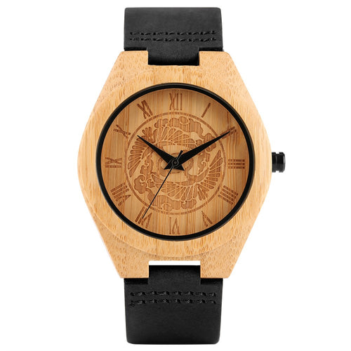 Dial Quartz Bamboo Wristwatch