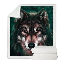 Load image into Gallery viewer, Wolf Painting Plush Sherpa Blanket