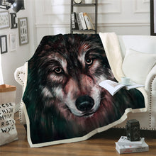 Load image into Gallery viewer, Wolf Painting Plush Sherpa Blanket