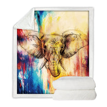 Load image into Gallery viewer, Watercolor Elephant Microfiber Plush Sherpa Fleece
