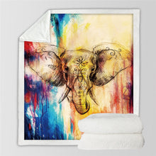 Load image into Gallery viewer, Watercolor Elephant Microfiber Plush Sherpa Fleece