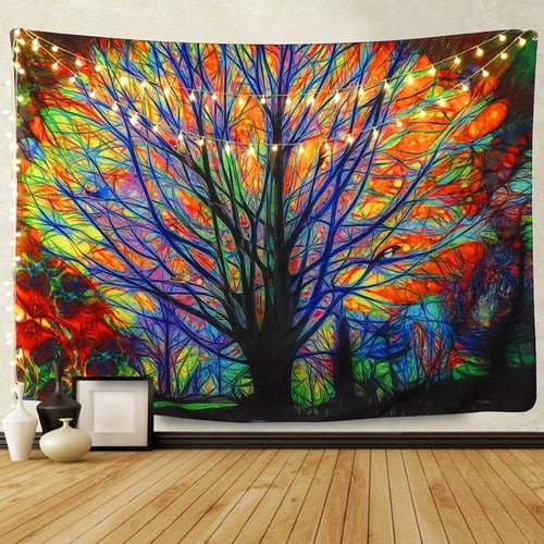 Colorful Tree Hippie Psychedelic Tapestry