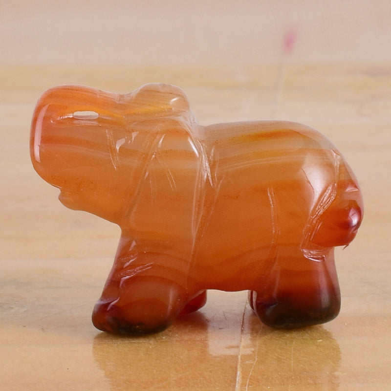 Natural Agate Elephant red Onyx Mini Animal stone Statue craft for Healing