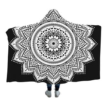 Load image into Gallery viewer, Boho Mandala Hooded Blanket Sherpa Fleece Lotus