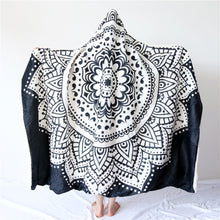 Load image into Gallery viewer, Boho Mandala Hooded Blanket Sherpa Fleece Lotus