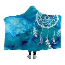 Load image into Gallery viewer, Watercolor Dreamcatcher Hooded Blanket Sherpa Fleece