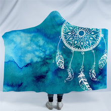 Load image into Gallery viewer, Watercolor Dreamcatcher Hooded Blanket Sherpa Fleece