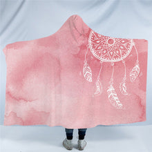Load image into Gallery viewer, Watercolor Dreamcatcher Hooded Blanket Sherpa Fleece