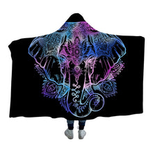 Load image into Gallery viewer, Bohemian Elephant Hooded Blanket Sherpa Fleece