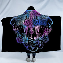 Load image into Gallery viewer, Bohemian Elephant Hooded Blanket Sherpa Fleece