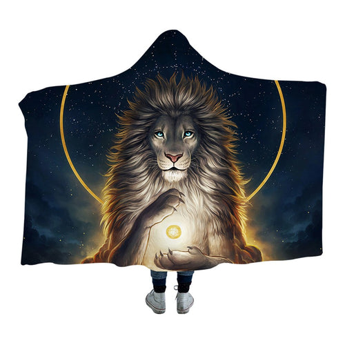 Soul Keeper by JoJoesArt Hooded Blanket Sherpa Fleece Lion God In The Sky