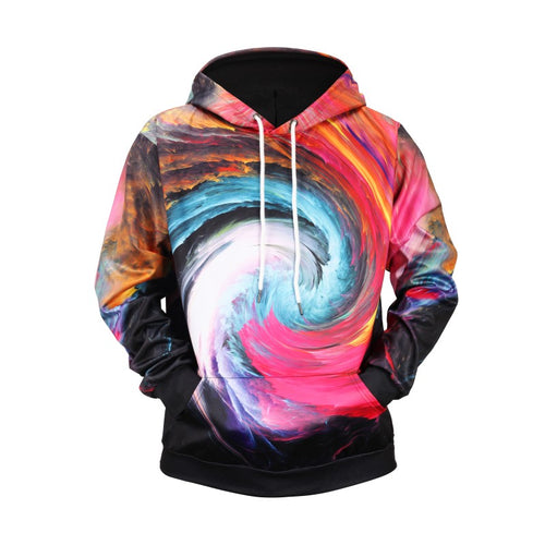 Space style whirlpool winter hoodie for men