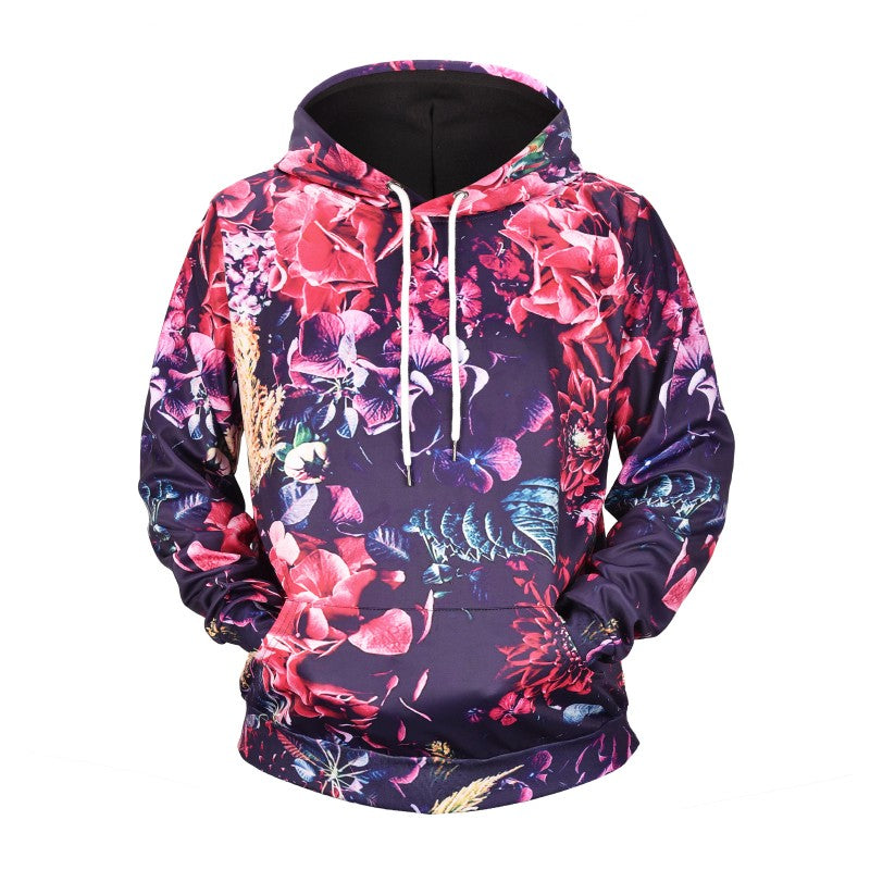 3D full print flower plus size hoodie