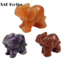 Load image into Gallery viewer, Elephant Figurines Carved Natural Stone Yellow Jade Mini Elephant Gemstone Chakra Healing