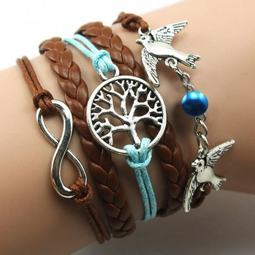 Bangle Bracelet Tree of life copper Bracelets Lover Birds Bead Personalized Bracelet